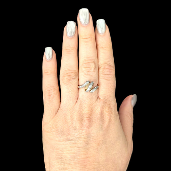 Vintage Diamonds 10k Yellow White Gold Snake Ring Band Serpent Estate Gift 