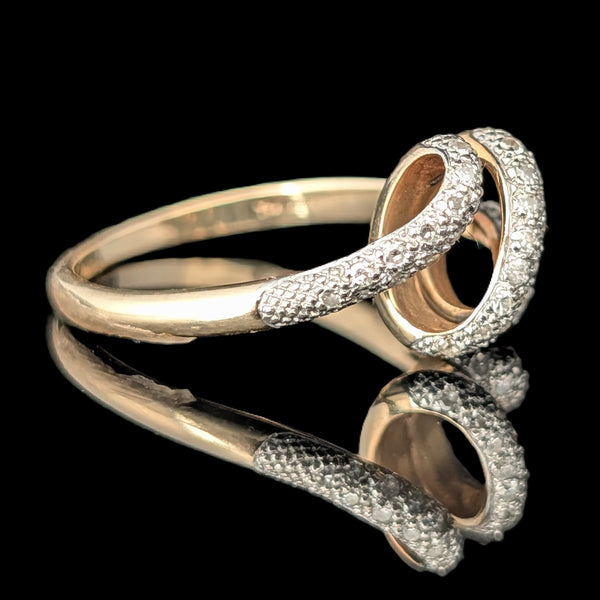 Vintage Diamonds 10k Yellow White Gold Snake Ring Band Serpent Estate Gift 