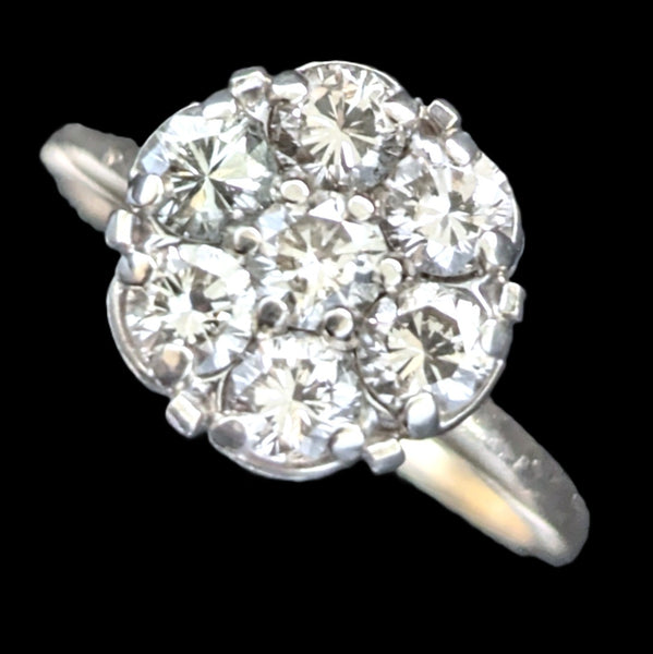 Vintage Diamonds 14k Multi Tone Gold Cluster Ring Estate Retro Gift