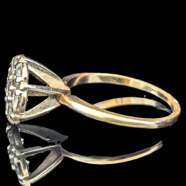 Vintage Diamonds 14k Multi Tone Gold Cluster Ring Estate Retro Gift