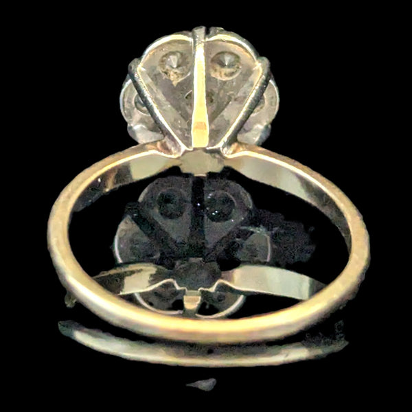 Vintage Diamonds 14k Multi Tone Gold Cluster Ring Estate Retro Gift