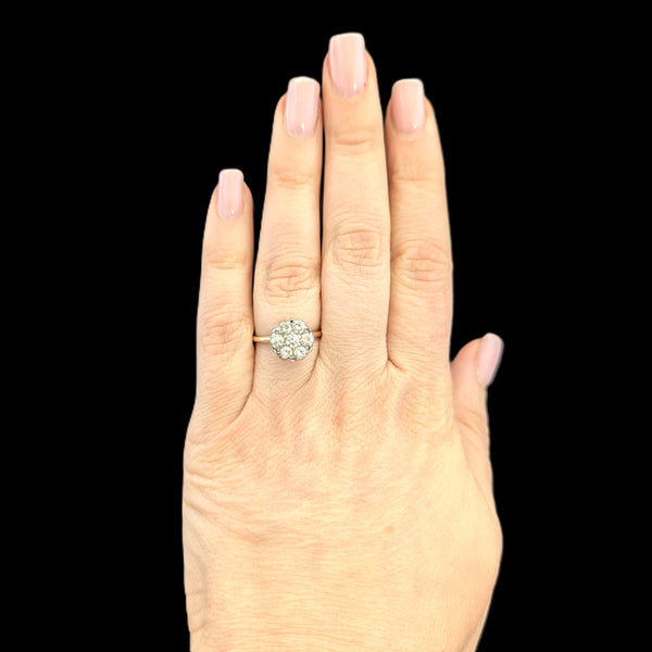 Vintage Diamonds 14k Multi Tone Gold Cluster Ring Estate Retro Gift