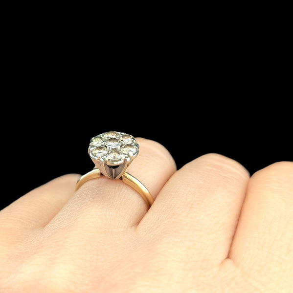 Vintage Diamonds 14k Multi Tone Gold Cluster Ring Estate Retro Gift