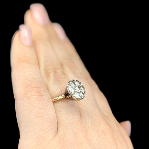 Vintage Diamonds 14k Multi Tone Gold Cluster Ring Estate Retro Gift