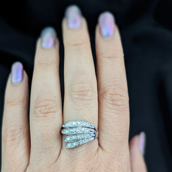 The Zennor - Vintage Diamonds 14k White Gold Angel Wing Cocktail Ring