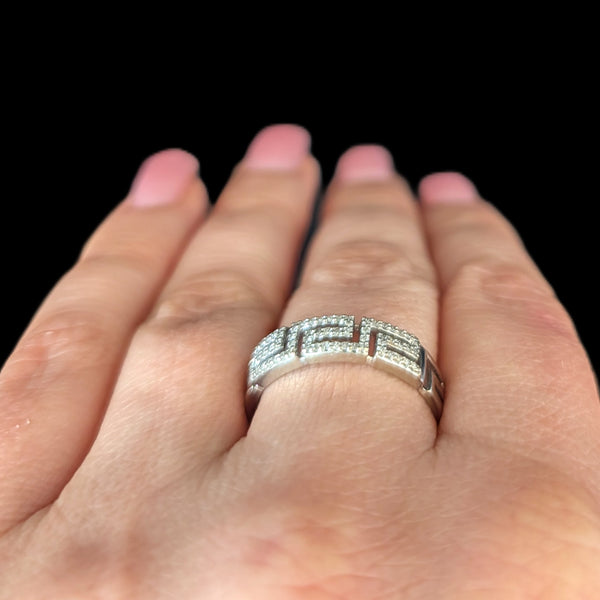 Marin - Vintage Diamonds 14k White Gold Greek Key Ring