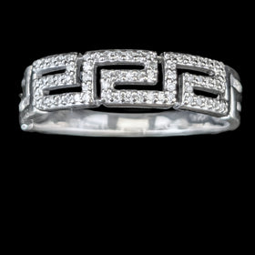 Marin - Vintage Diamonds 14k White Gold Greek Key Ring