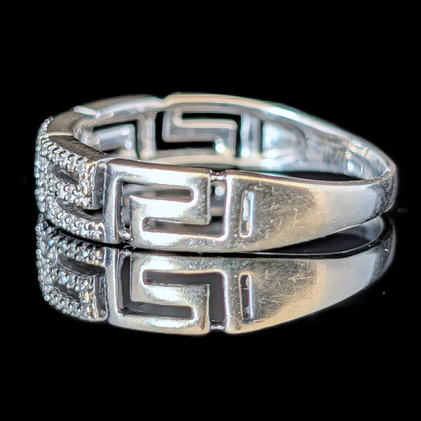 Marin - Vintage Diamonds 14k White Gold Greek Key Ring