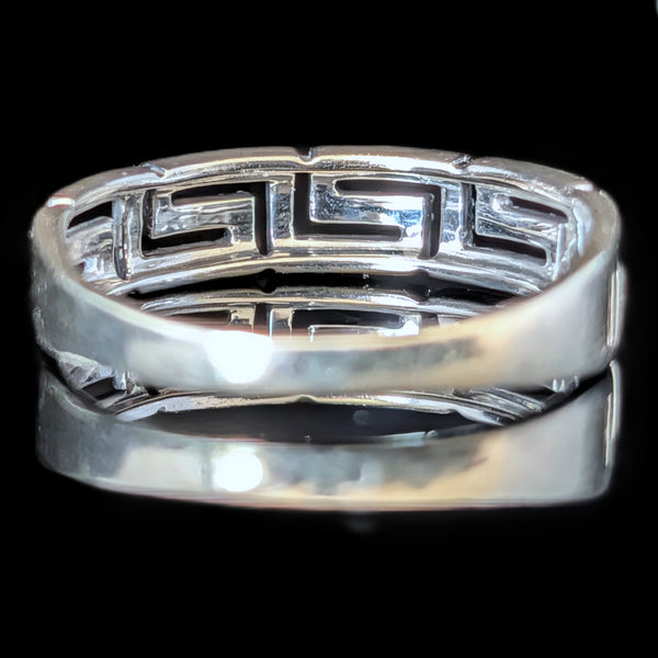 Marin - Vintage Diamonds 14k White Gold Greek Key Ring