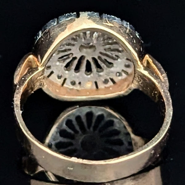 Vintage Diamonds 14k Yellow White Gold Dinner Ring Cocktail Estate Retro Gift 