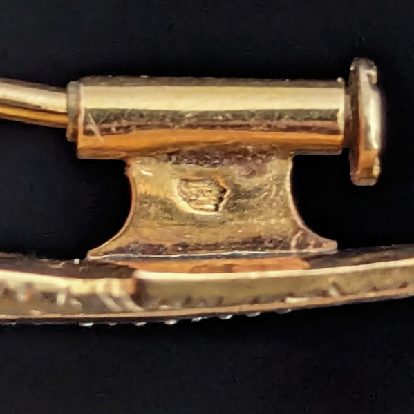 Vintage Diamonds 14k Yellow White Gold Leaf Brooch Pin Retro Mid Century Gift 