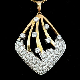 Vintage Diamonds 14k Yellow White Gold Shooting Star Pendant on 14k Chain Estate