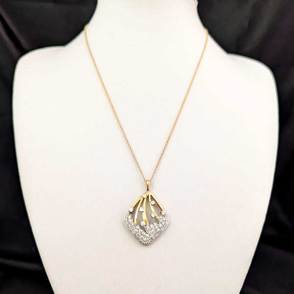 Vintage Diamonds 14k Yellow White Gold Shooting Star Pendant on 14k Chain Estate