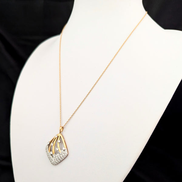 Vintage Diamonds 14k Yellow White Gold Shooting Star Pendant on 14k Chain Estate