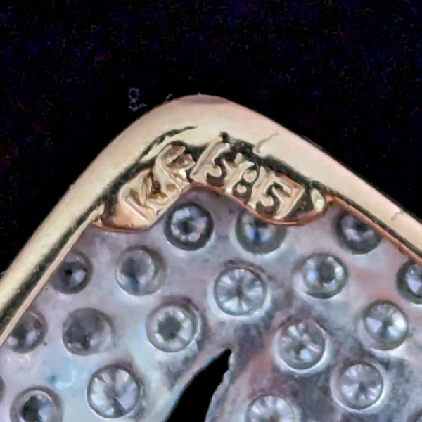 Vintage Diamonds 14k Yellow White Gold Shooting Star Pendant on 14k Chain Estate