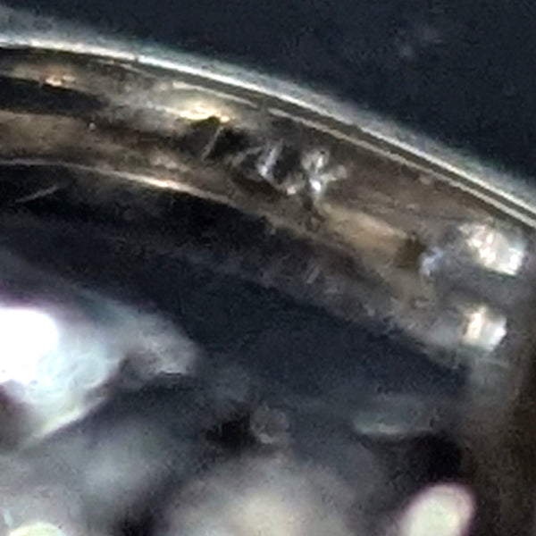 Vintage Diamonds Baroque Pearls 14k White Gold Huge Cocktail Ring Estate Jewelry on hand 14k gold hallmark