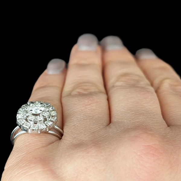 Calais - Vintage Diamonds Platinum Cluster Cocktail Ring