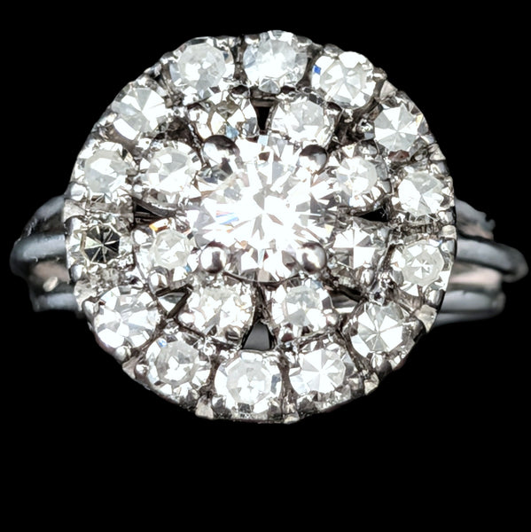 Calais - Vintage Diamonds Platinum Cluster Cocktail Ring