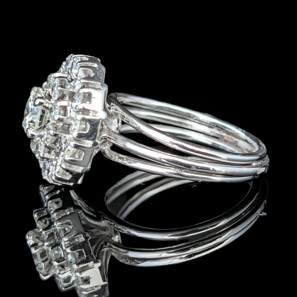 Calais - Vintage Diamonds Platinum Cluster Cocktail Ring