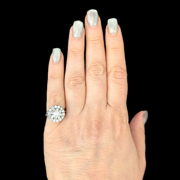 Calais - Vintage Diamonds Platinum Cluster Cocktail Ring