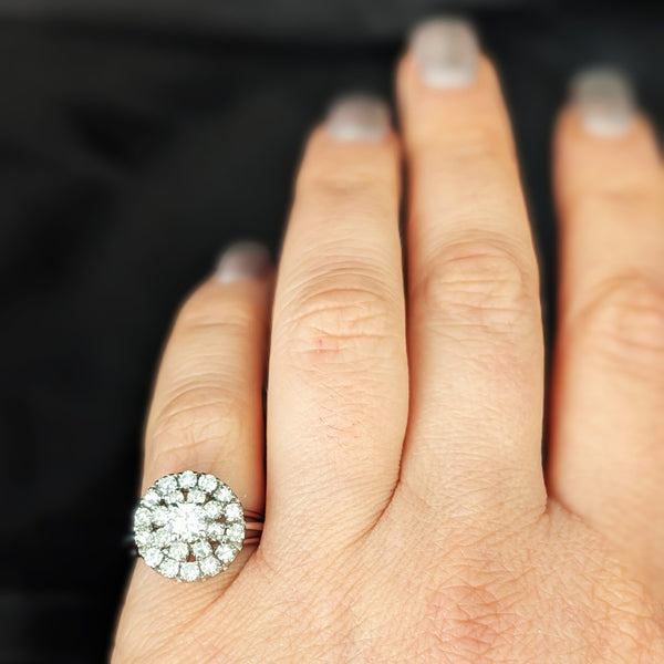 Calais - Vintage Diamonds Platinum Cluster Cocktail Ring