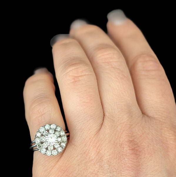 Calais - Vintage Diamonds Platinum Cluster Cocktail Ring