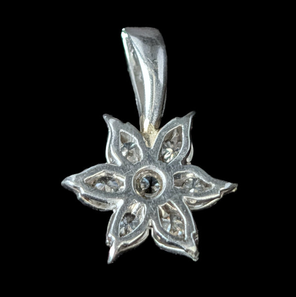 Vintage Diamonds Platinum Flower Pendant Estate Jewelry Floral Retro Gift