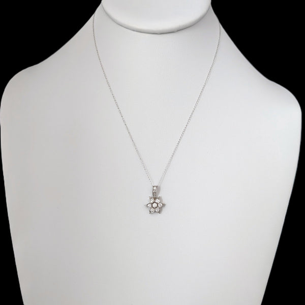 Vintage Diamonds Platinum Flower Pendant Estate Jewelry Floral Retro Gift