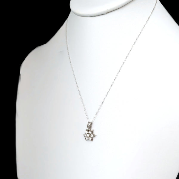 Vintage Diamonds Platinum Flower Pendant Estate Jewelry Floral Retro Gift