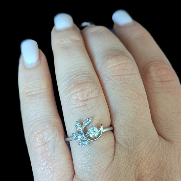 Vintage Diamonds White Gold Ring by KIMBERLY DIAMOND CO Mid Century Retro 1950s 