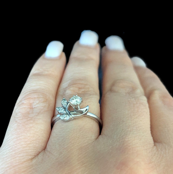 Vintage Diamonds White Gold Ring by KIMBERLY DIAMOND CO Mid Century Retro 1950s 