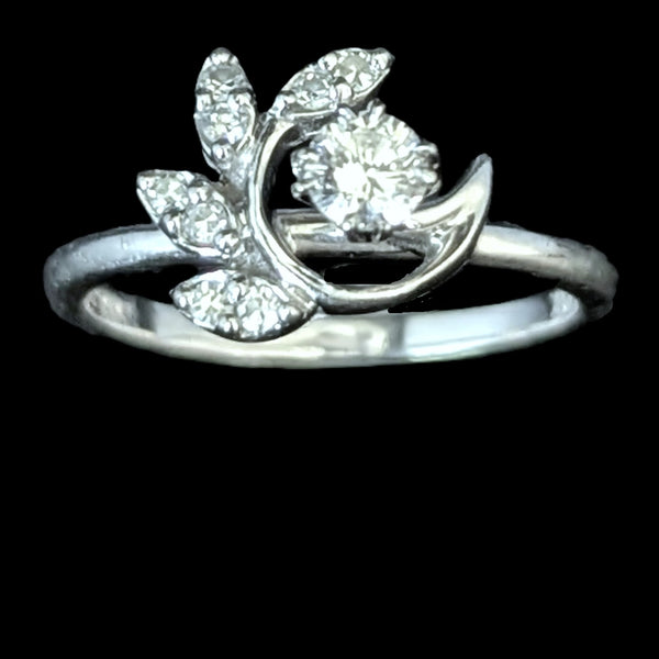 Vintage Diamonds White Gold Ring by KIMBERLY DIAMOND CO Mid Century Retro 1950s 