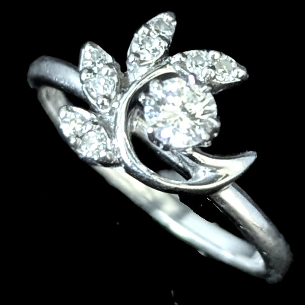 Vintage Diamonds White Gold Ring by KIMBERLY DIAMOND CO Mid Century Retro 1950s 