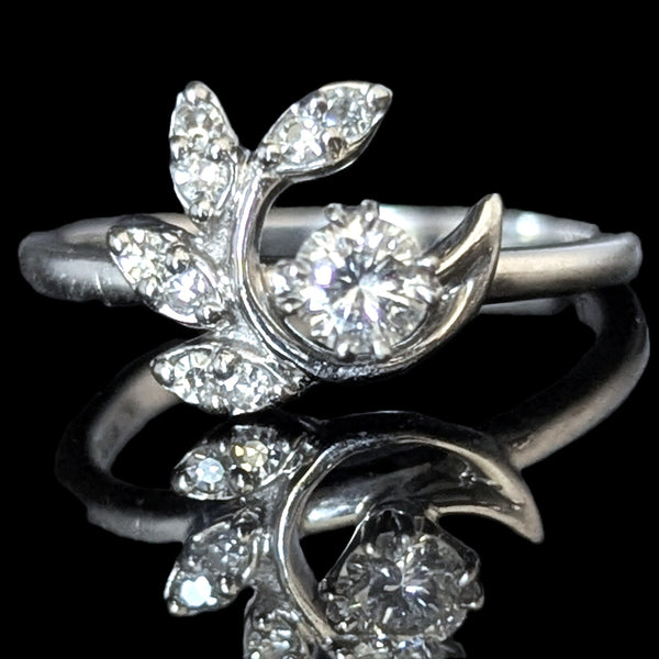 Vintage Diamonds White Gold Ring by KIMBERLY DIAMOND CO Mid Century Retro 1950s 