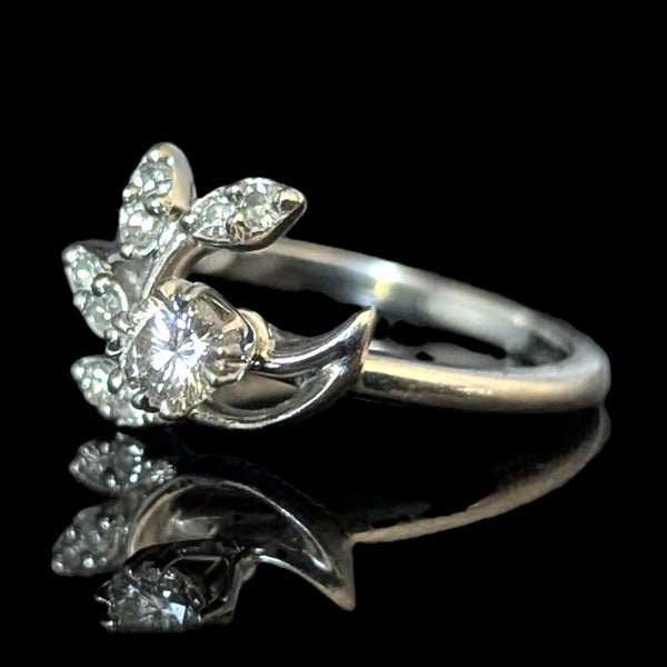 Vintage Diamonds White Gold Ring by KIMBERLY DIAMOND CO Mid Century Retro 1950s 