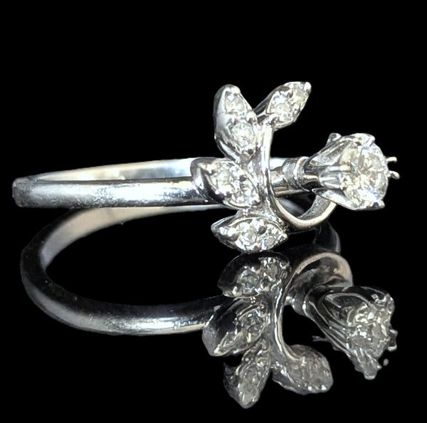 Vintage Diamonds White Gold Ring by KIMBERLY DIAMOND CO Mid Century Retro 1950s 