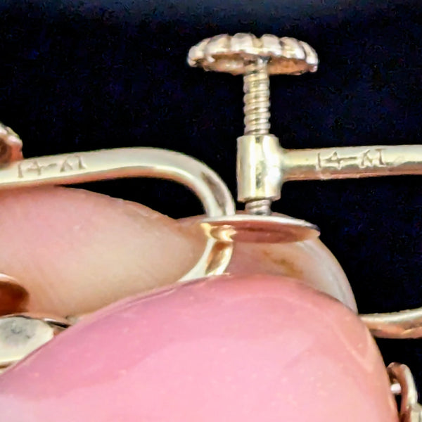 Vintage Diamonds Yellow Gold Earrings Non Pierced Pressure Screws Retro Drop 