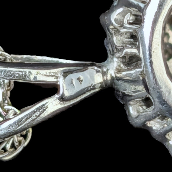 Vintage Emerald Baguette Cut Diamonds 14k White Gold Ballerina Pendant Necklace Gift