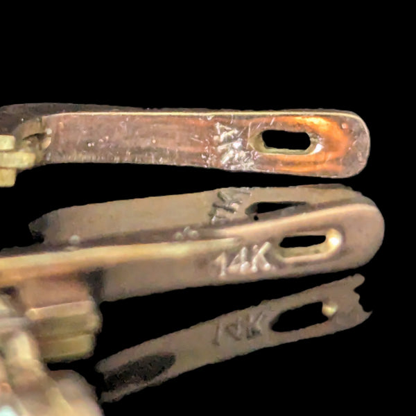 Vintage Emeralds Diamonds 14k Yellow Gold Latch Back Retro Estate Jewelry Gift