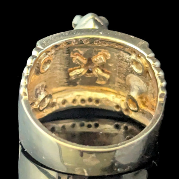 Vintage Frog Ring Diamonds Rubies 14k Yellow Gold Wide Band Estate Retro Gift 