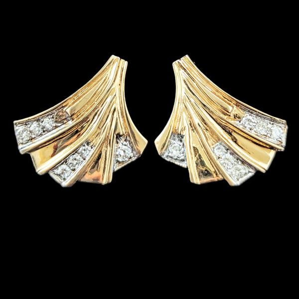 Vintage Ginco Diamonds 14k Yellow Gold Earrings Estate Retro Screw Posts Gift