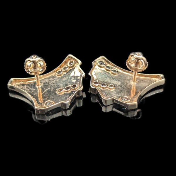 Vintage Ginco Diamonds 14k Yellow Gold Earrings Estate Retro Screw Posts Gift