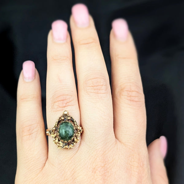 The Dover - Vintage Jade 14k Gold Ornate Statement Ring