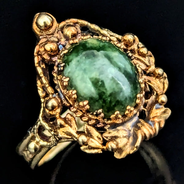 The Dover - Vintage Jade 14k Gold Ornate Statement Ring