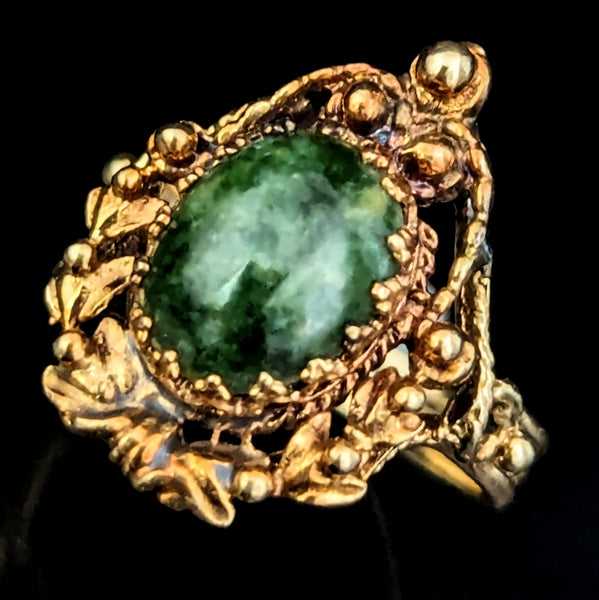 The Dover - Vintage Jade 14k Gold Ornate Statement Ring