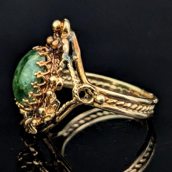 The Dover - Vintage Jade 14k Gold Ornate Statement Ring