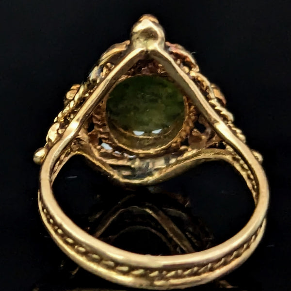 The Dover - Vintage Jade 14k Gold Ornate Statement Ring