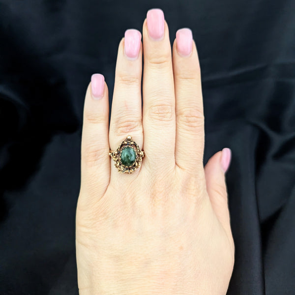 The Dover - Vintage Jade 14k Gold Ornate Statement Ring