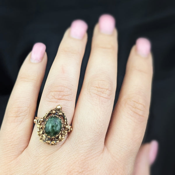 The Dover - Vintage Jade 14k Gold Ornate Statement Ring