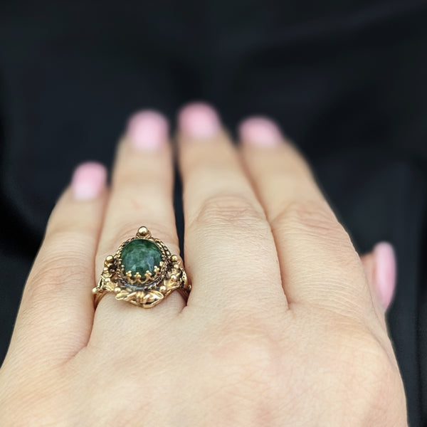 The Dover - Vintage Jade 14k Gold Ornate Statement Ring